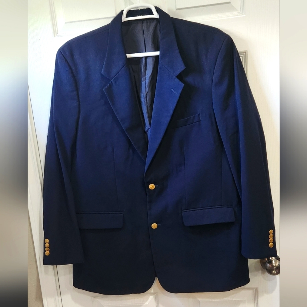 L.L. Bean navy blue sports coat blazer men's size 44 long